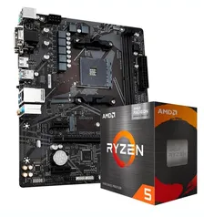 Kit Processador AMD Ryzen 5 5600G, 3.9GHz (4.4GHz Max Turbo) + Placa Mãe Gigabyte A520M S2H, AMD AM4, DDR4