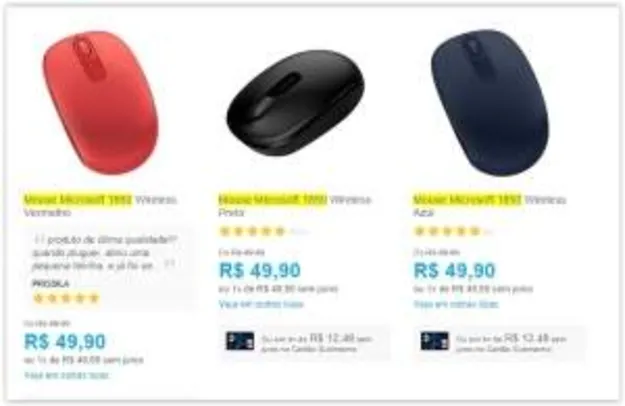 [Submarino] Seleção de Mouses da Microsoft sem fio a partir de R$ 50