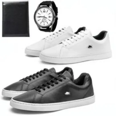 Kit 2 Pares Sapatênis Casual Masculino + Relógio E Carteira - Sw Shoes R$ 100