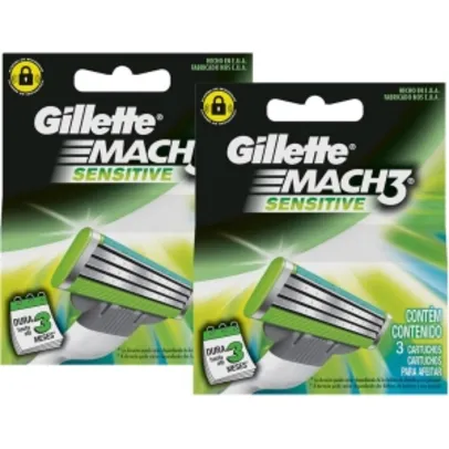[Sou Barato] Carga Gillette Mach3 Sensitive com 6 Unidades - por R$24