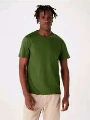 Camiseta Hering Básica Slim em Malha Flamê, Verde - Masculina