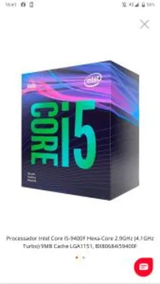 Processador Intel Core i5 9400F Six Core - R$ 684 via CC e Cupom