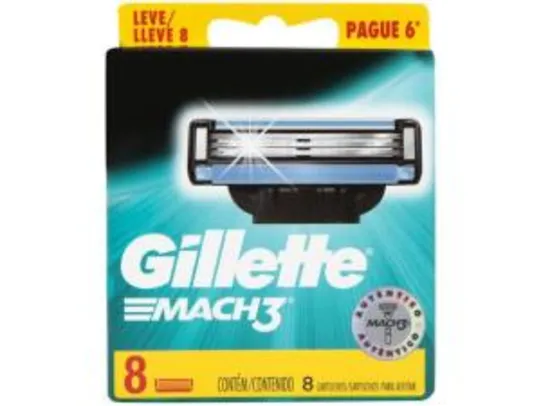 [APP] [24 LÂMINAS] 3 Cargas para Aparelho de Barbear Gillette Mach3 - com 8 Unidades