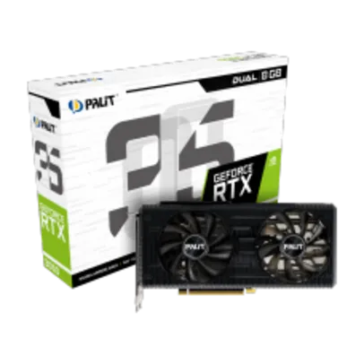 Placa de Vídeo Palit GeForce RTX 3050 Dual, LHR, 8GB, GDDR6, DLSS, Ray Tracing, NE63050019P1-190AD