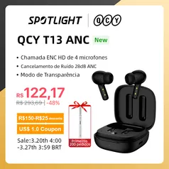 Fone de ouvido sem fio com cancelamento de ruído Qcy t13 anc tws bluetooth 5.3 