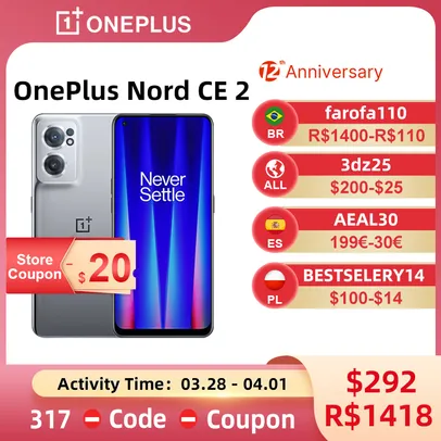Smartphone OnePLus Nord CE 2 - 8GB+128GB | Versão Global