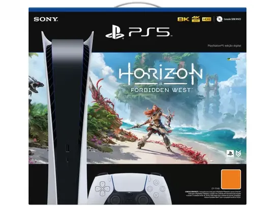 PlayStation 5 Edição Digital 825GB 1 Controle - Branco Sony com Horizon Forbidden West