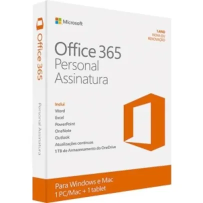 Microsoft Office 365 Personal - Para 1 Computador (PC ou Mac) e 1 Tablet ou Smartphone