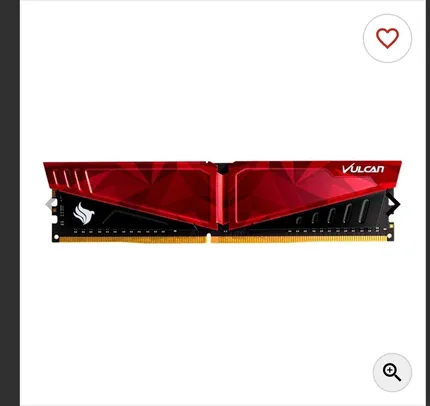 Memoria Team Group T-Force Vulcan Pichau, 8GB (1x8GB), DDR4, 3000Mhz, Vermelha, TLPRD48G3000HC16F01