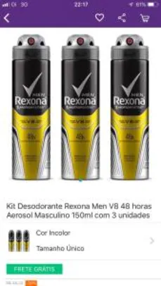 Kit Desodorante Rexona Men V8 48 horas 150ml com 3 unidades - R$24