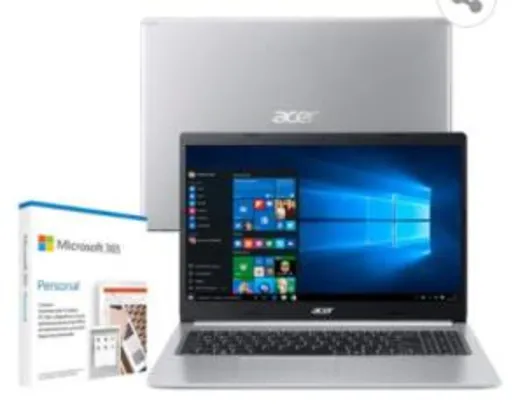 Notebook Acer Core i5-10210U 8GB 256GB SSD Placa de Vídeo 2GB Tela 15.6” R$ 3482