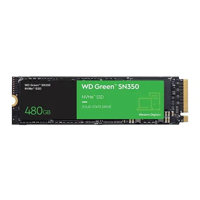 SSD WD GREEN SN350 480GB M.2 2280 NVME, Leitura: 2.400 MB/s, Gravação: 1.650 MB/s, WDS480G2G0C R$419