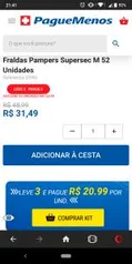 [Vitoria ES] Leve 3 Fraldas Pampers Supersec M 52 Unidades | R$ 63