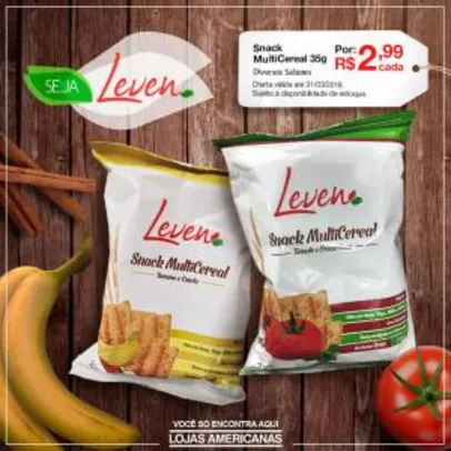 [Americanas - Loja Física] Snack MultiCereal Leven 35g - R$2,99