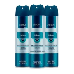 (R$ 3,88 cada) Kit Com 9 Desodorantes Aerosol Above Men Urban 48h 150ml/90g