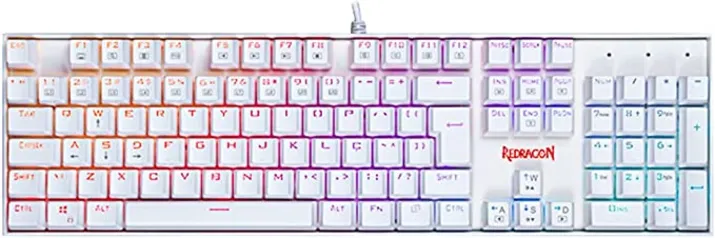 Teclado Mecânico Gamer Redragon Mitra Lunar K551W, RGB, Switch Brown, ABNT2, White, K551W-RGB (PT-BR