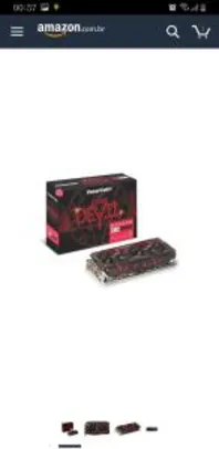 Placa de Video Power Color, AXRX 580 8GBD5-3DH/OC - R$1.088