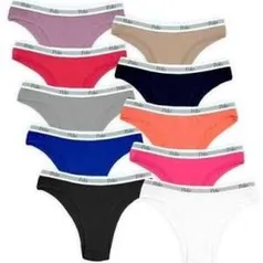 Kit com 10 Calcinhas Tanga Biquini VI com Elástico - Polo Match | R$36