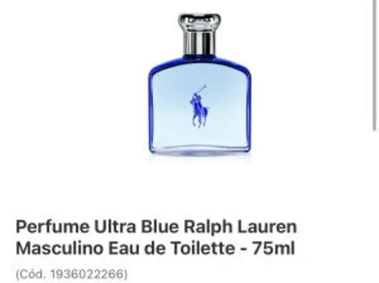 (R$180 AME) Perfume Ultra Blue Ralph Lauren Masculino Eau de Toilette - 75ml | R$360