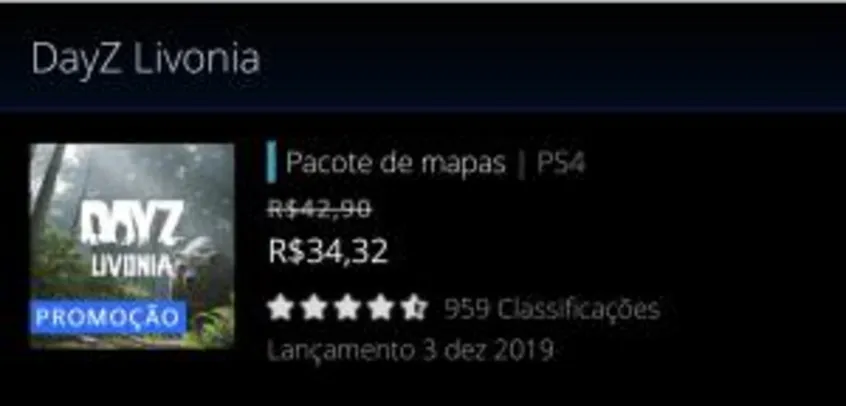 Saindo por R$ 34,32: Mapa Livonia do DayZ PS4 | Pelando