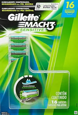 Carga para Aparelho de Barbear Gillette Mach3 Sensitive - 16 unidades