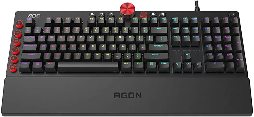 Teclado Mecânico Gamer AOC Agon AGK700, RGB, Switch Cherry MX Blue, ABNT2