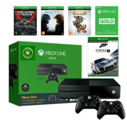 Console Xbox One + 4 jogos + 3 meses de live + 2 controles - R$1700