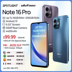 Smartphone Ulefone Note 16 PRO - 16gb+256gb | 4400mAh | Android 13 | Versão Global