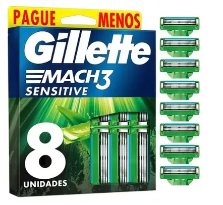 Carga para Aparelho de Barbear para Pele Sensível Gillette Mach3 Sensitive 8 Unidades