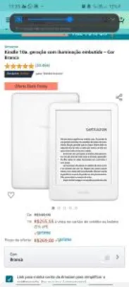 [PRIME] Kindle 10a. geração com iluminação embutida – Cor Branca | R$ 255