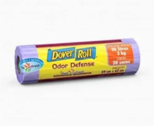 Saco para lixo perfumado - Dover-Roll Odor Defense, 30 litros, Lilás, com 20 sacos - R$17