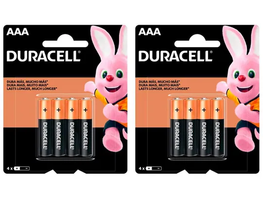 [iupp] Kit com 8 Unidades de Pilha Alcalina AAA Duracell