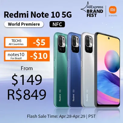 Saindo por R$ 852: Redmi Note 10 5G - NFC | R$ 852 | Pelando