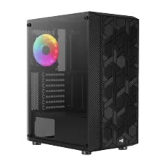 Gabinete Gamer Aerocool Hive, Mid Tower, Vidro Temperado, Black, ATX, Sem Fonte, Com 1 Fan, Hive-G-BK-V3