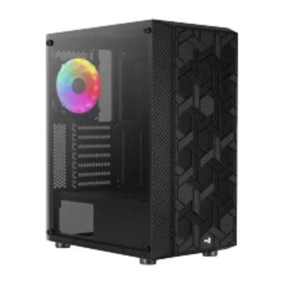 Gabinete Gamer Aerocool Hive, Mid Tower, Vidro Temperado, Black, ATX, Sem Fonte, Com 1 Fan, Hive-G-BK-V3