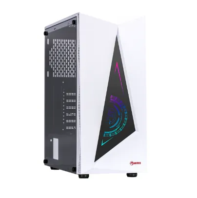 Gabinete Gamer Marvo CA-119 WH, RGB, Mid Tower, Vidro Temperado, White, Sem Fonte, Sem Fan