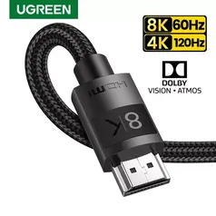 [Taxa inclusa] Cabo HDMI UGREEN 8K/60hz, 4K/120hz com acabamento Premium