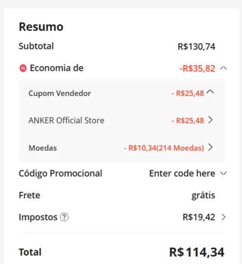 Imagem na descrição da promoção