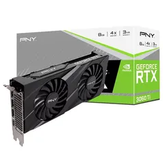 Placa de Video PNY NVIDIA Geforce RTX 3060 TI Dual Fan, 8GB GDDR6, LHR, DLSS, Ray Tracing  - VCG3060T8LDFBPB1