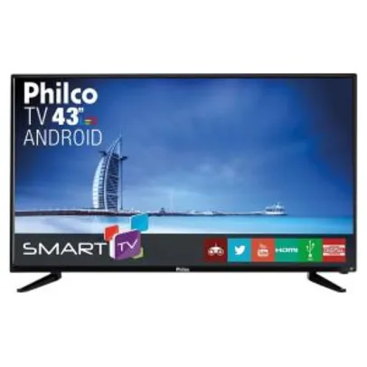Smart TV Android LED 43" Full HD Philco PH43N91DSGWA com Conversor Digital 2 HDMI e 2 USB - Preta