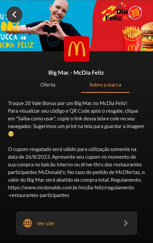 Imagem na descrição da promoção