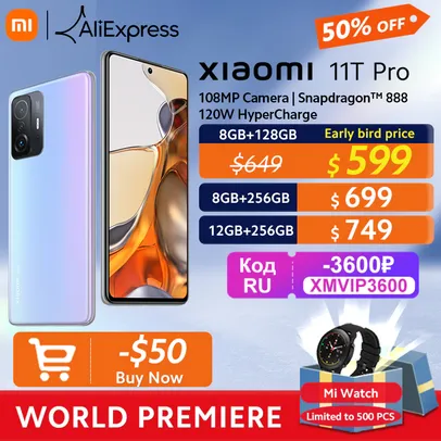 Smartphone Xiaomi 11T PRO - 8GB+128GB | Versão Global (Lançamento)