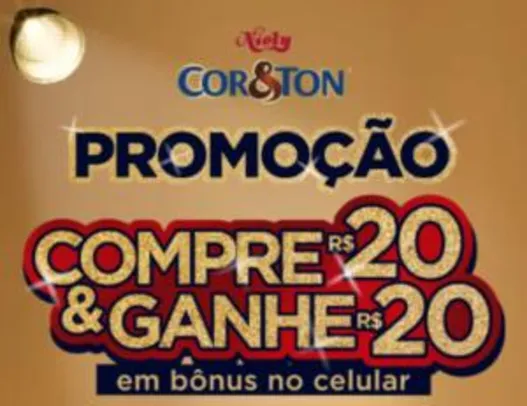 Promoção Cor &Ton: Compre R$20 em produtos Cor&Tom e ganhe R$20 em bônus no celular!