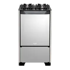 Fogão 4 Bocas Preto com Frente em Vidro Espelhado e Mesa de Vidro Dako Magister Style 127V/220V porta cega 60L