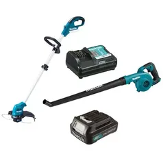 Kit Aparador de Grama Makita UR100DZXC a Bateria 12V + Soprador de Ar Makita UB101DZC a Bateria 12V