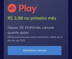 [Steam] EA Play para novos assinantes | R$ 3,98 no 1º mês