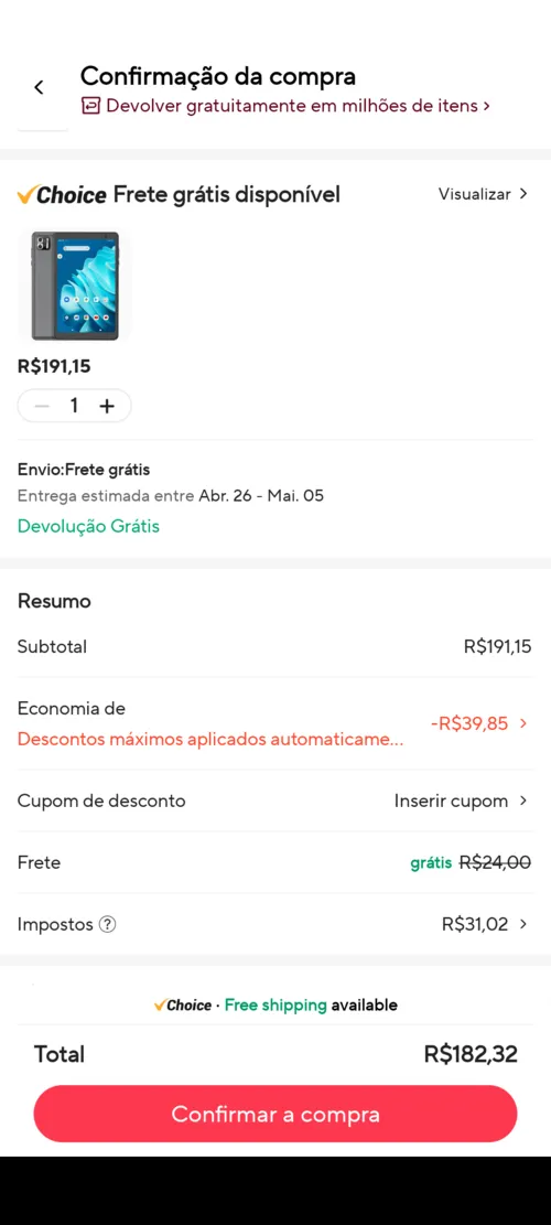 Imagem na descrição da promoção