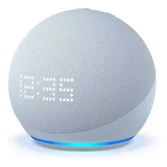 Amazon Echo Dot 5th Gen with clock com assistente virtual Alexa, display integrado - cloud blue 110v