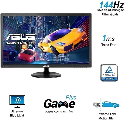 Monitor Gamer Asus 23.8' IPS, Wide, 144 Hz, Full HD, 1ms, Adaptive Sync, HDMI/DisplayPort, Ajuste de Altura, Vesa, Som Integrado - VP249QGR