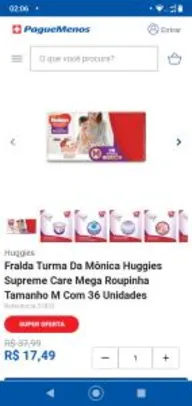 Fralda Turma Da Mônica Huggies Supreme Care Mega Roupinha Tamanho M Com 36 Unidades R$17